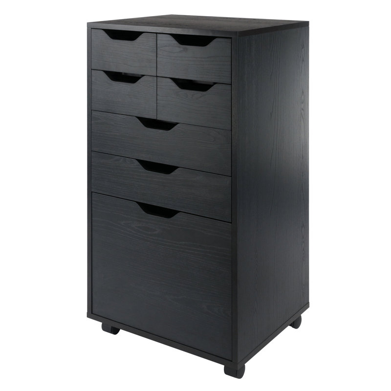 Halifax Bins & Drawers Multi-storage Tall Mobile Cabinet, Black