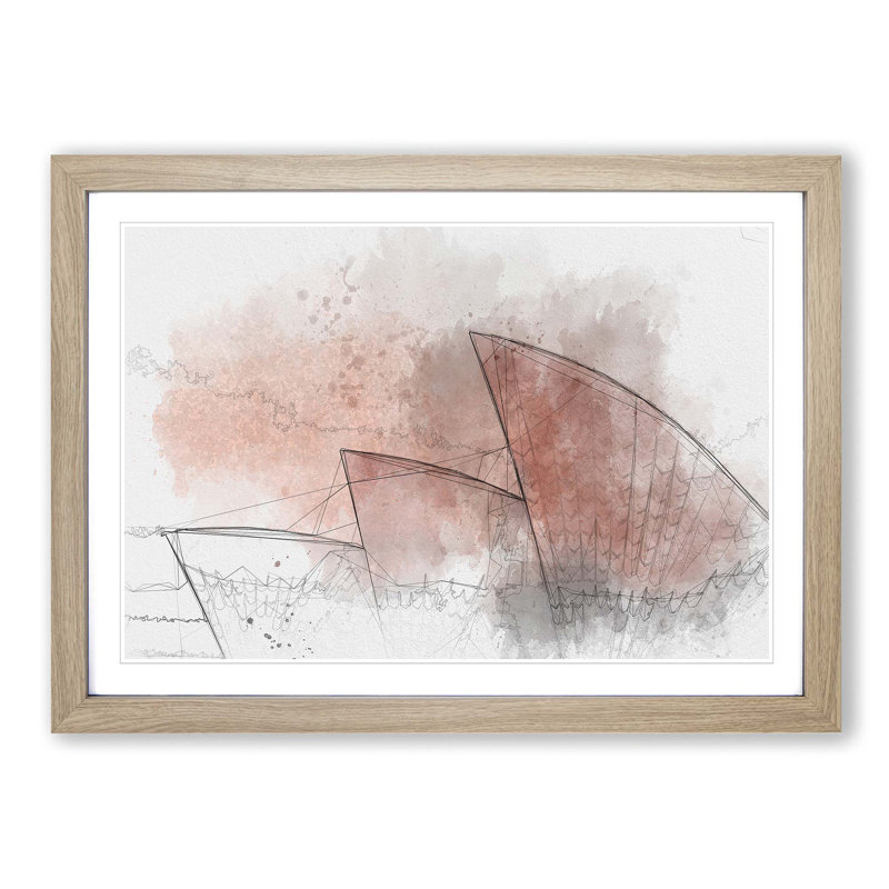 The Sydney Opera House in Abstract - Framed Print, 60cm H x 91cm W x 2cm D, Oak