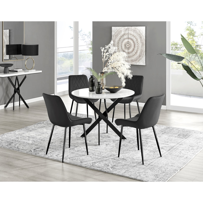 Eubanks 4 - Person Dining Set, Black/Black