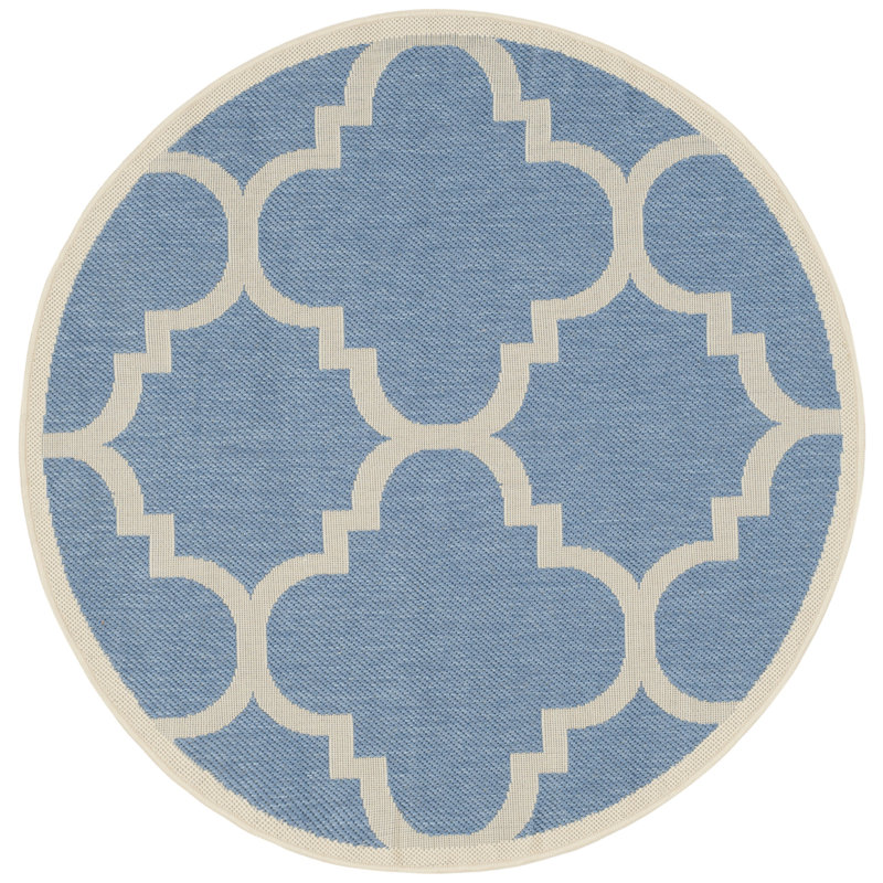 Tapis d'intérieur / extérieur à motif géométrique Ariaya Performance, Rond 4 pi