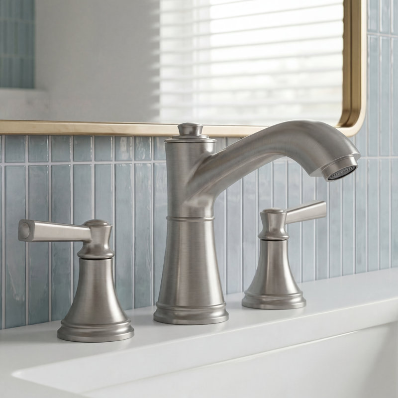 Widespread 2-Handle Bathroom Sink Faucet with Drain Assembly, Brushed Nickel