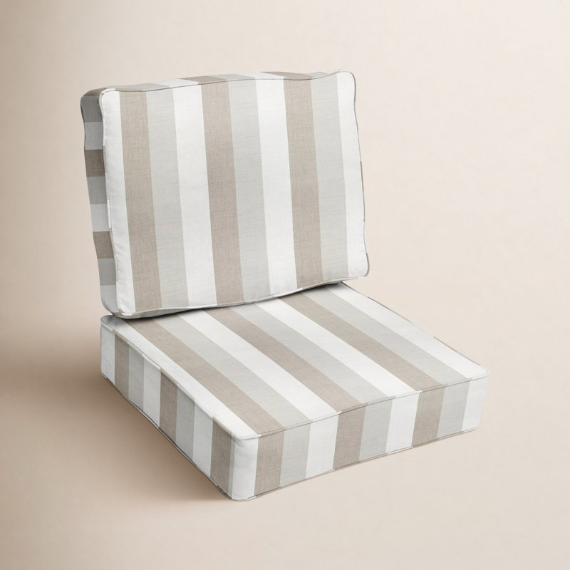 Theresa Passarelli Outdoor Sunbrella Seat/Back Cushion, Direction Linen Stripe Sunbrella®, 25" W x 25" D