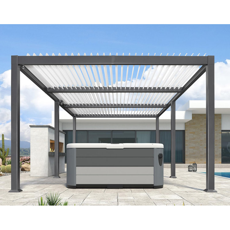 Purple Leaf 11' X 21' Outdoor Aluminum Pergola White Adjustable Rainproof Roof Grey Frame