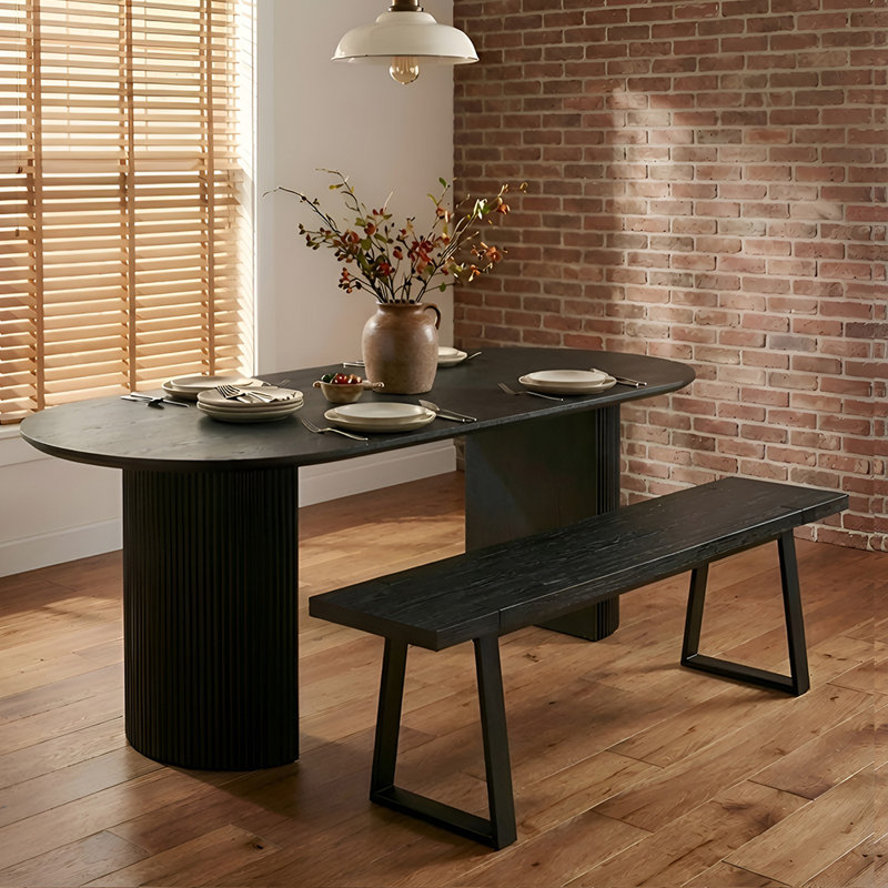 2-Person Solid Wood Base Modern Brown Dining Table Set With 1 Bench For Kitchen, Dining Room, 2 Pieces: Table, 1 Chair