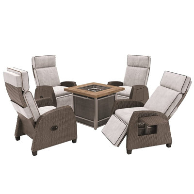 Ensemble de 5 chaises inclinables en osier 5 pièces