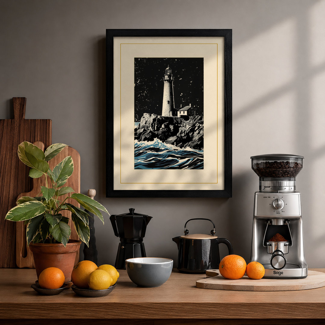 Lighthouse Beacon Coastal - Framed Print