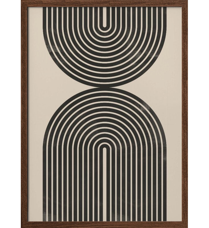 "Black Arch Line Art", art mural texturé encadré, H 40 po x l 30 po, Encadrement brun