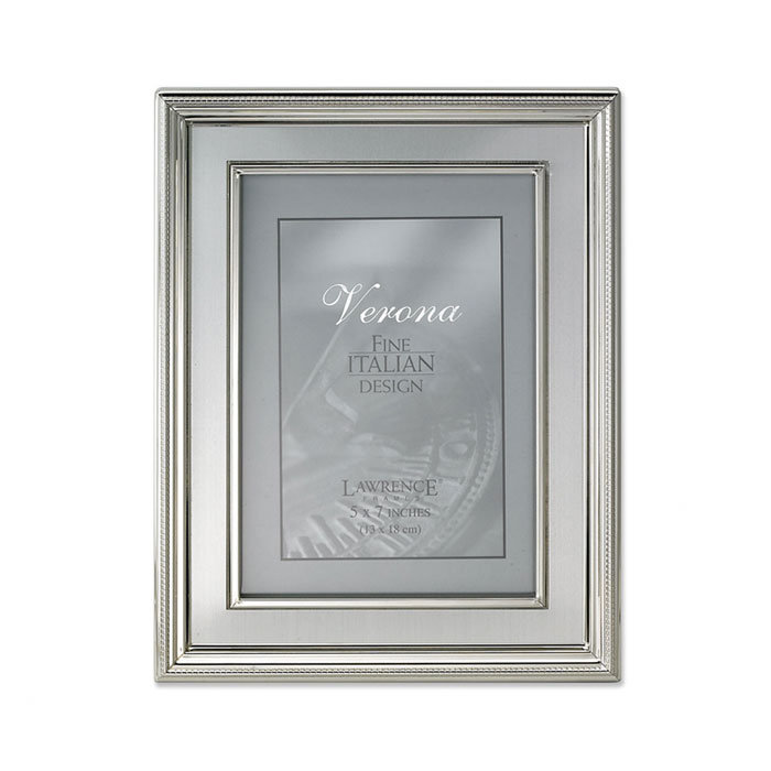 Brushed Silver Metal Beveled Picture Frame, 5" x 7"