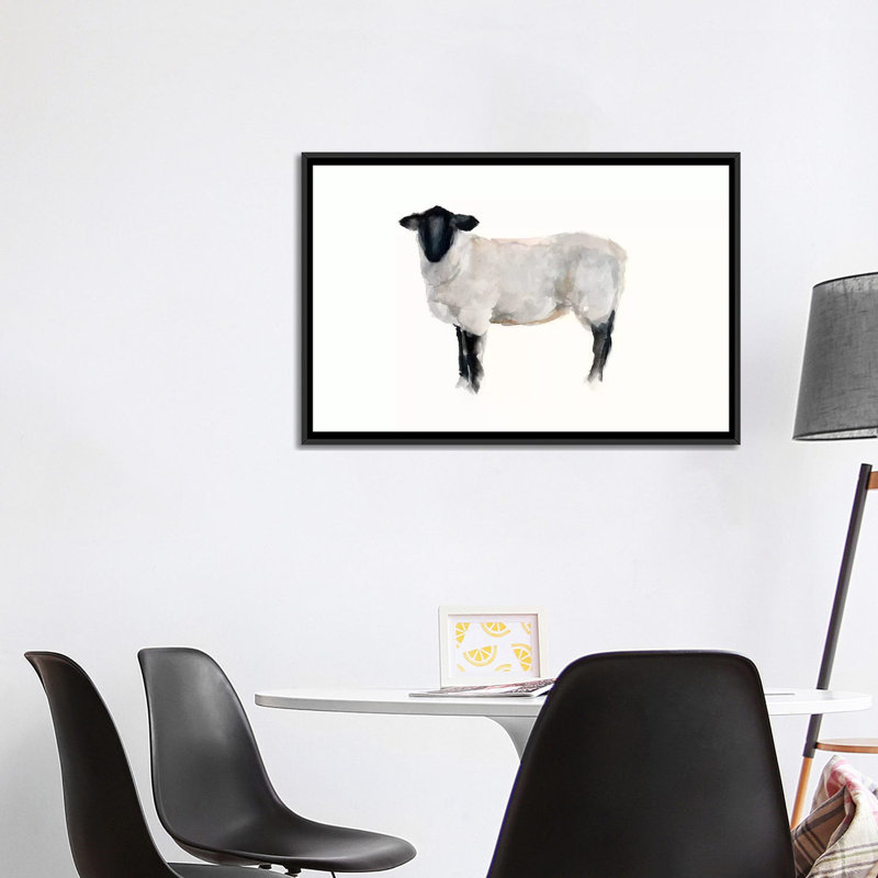"Farm animal Study I" par Ethan Harper, reproduction d’art, Toile avec cadre noir, H 26 po x l 40 po x 1,5 po, Pas de tapis