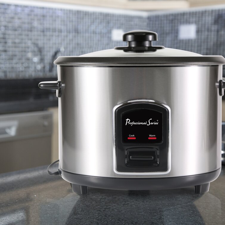 Continental Electric Stainless Steel Rice Cooker with Glass Lid