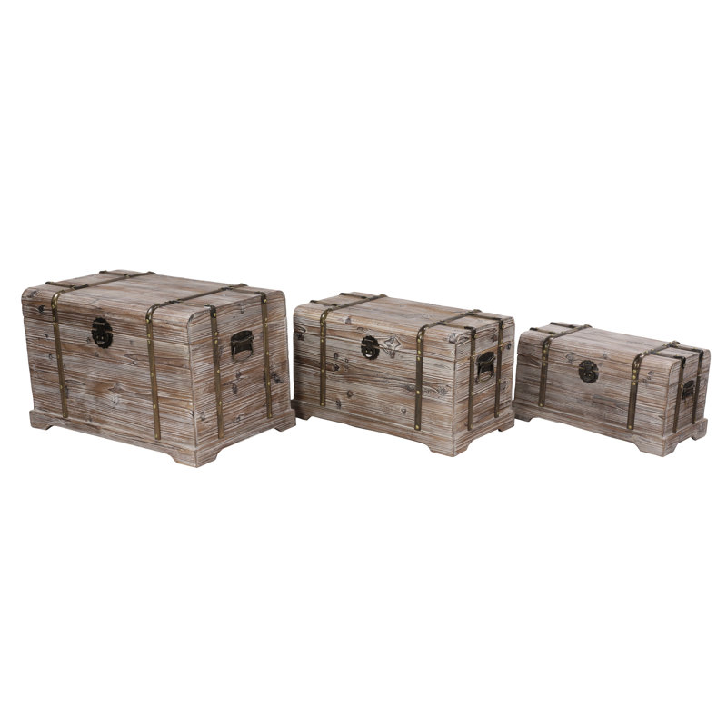 Ensemble de coffre 3 pièces en bois sapin Lauring