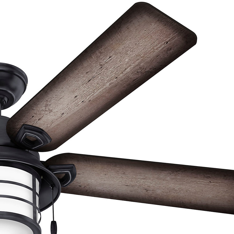 54" Key Biscayne 5 - Blade Outdoor Standard Ceiling Fan with Pull Chain and Light Kit Included, Weathered Zinc