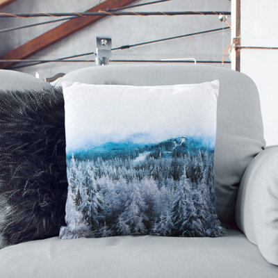 Winter Forest in Romania Painting Cushion with Filling
