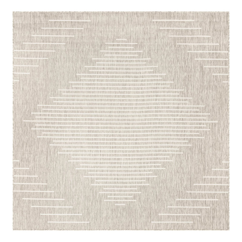 Tapis intérieur / extérieur gris Ava-Mary, Carré 7 pi 10 po