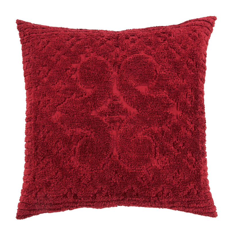 Couvre-oreiller touffeté 100% coton Ashille de la collection Ashton, de conception à médaillon, doux et respirant, certifié OEKO-TEX, lavable à la machine, toutes saisons, 26 po x 26 po, bourgogne