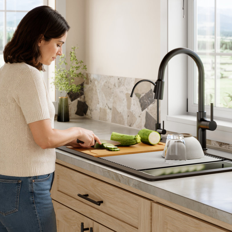 Évier de cuisine à quartz 33 L, Brun