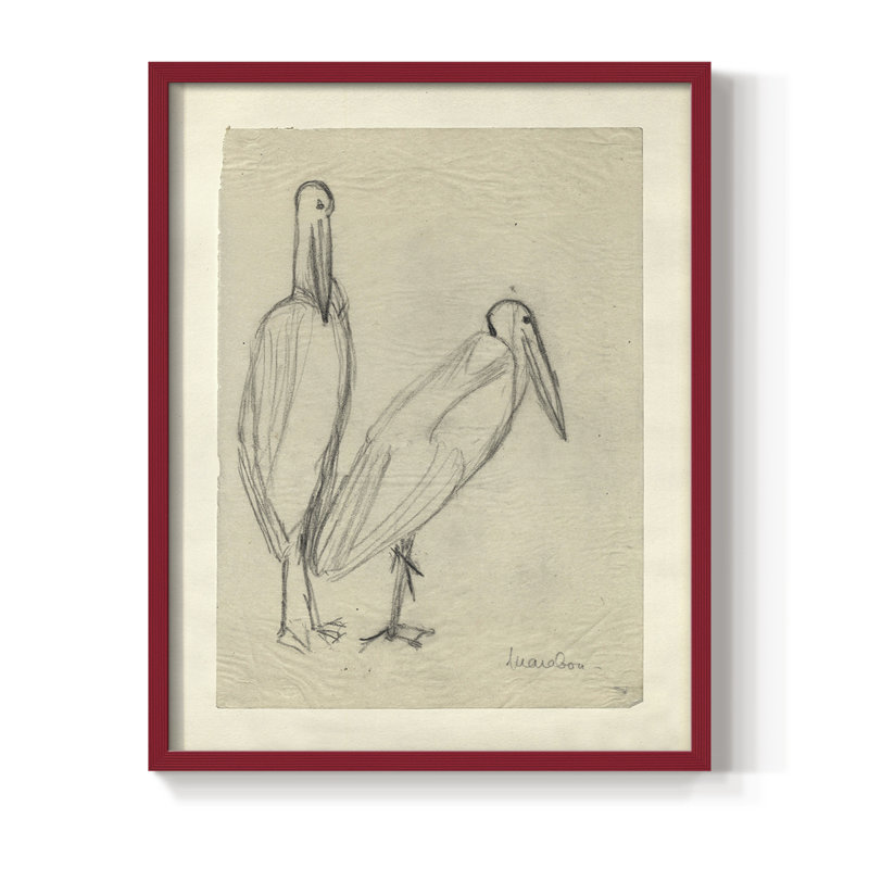 Reproduction encadrée rétro C III - bois massif, H 15 po x l 12 po, Rouge