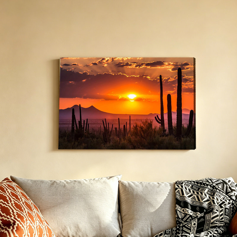 Cactus coucher de soleil, affiche d'art, 20x30inch