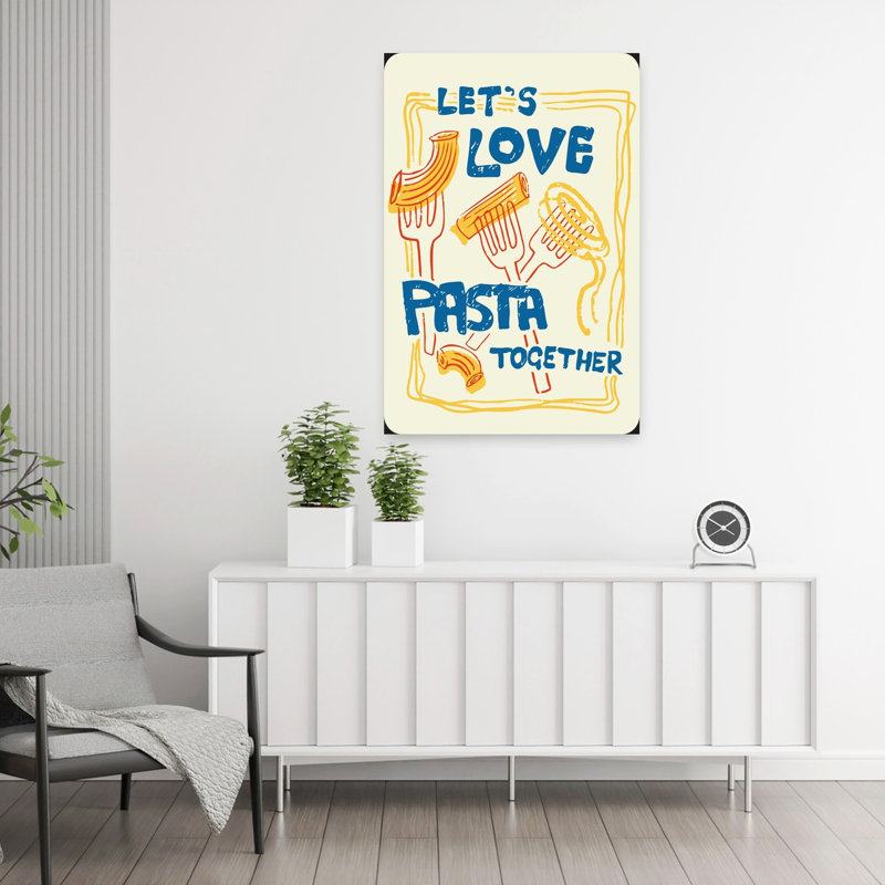 «Love Pasta Together», art mural rétro, H 36 po x l 24 po