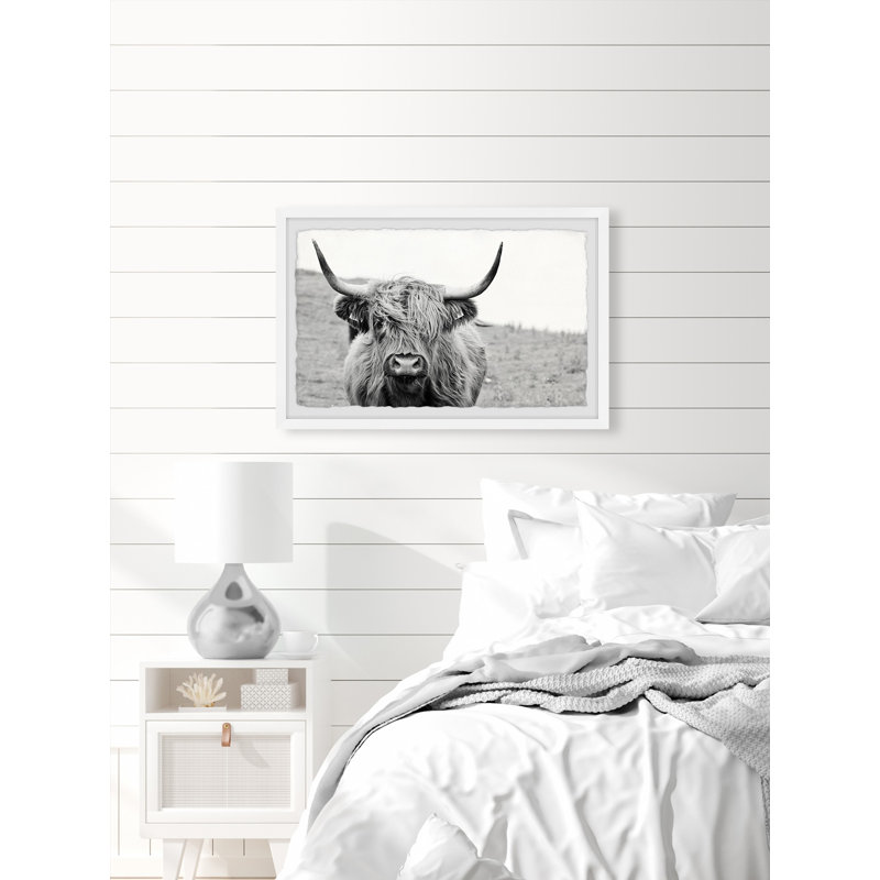 Mountain Cow - Single Picture Frame Print, 20cm H x 30cm W x 3.81cm D