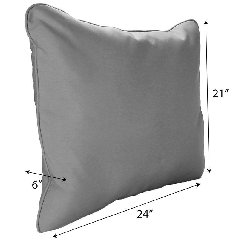 24" x 21" Outdoor Chair Back Cushion with Welt (Set of 2), Brown