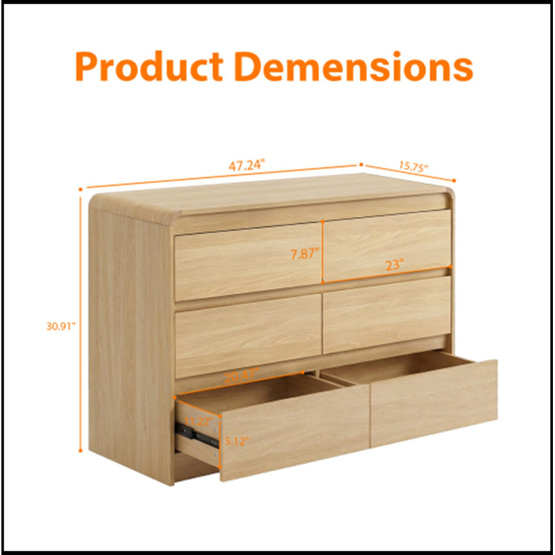 Commode d'appoint en bois avec 6 tiroirs