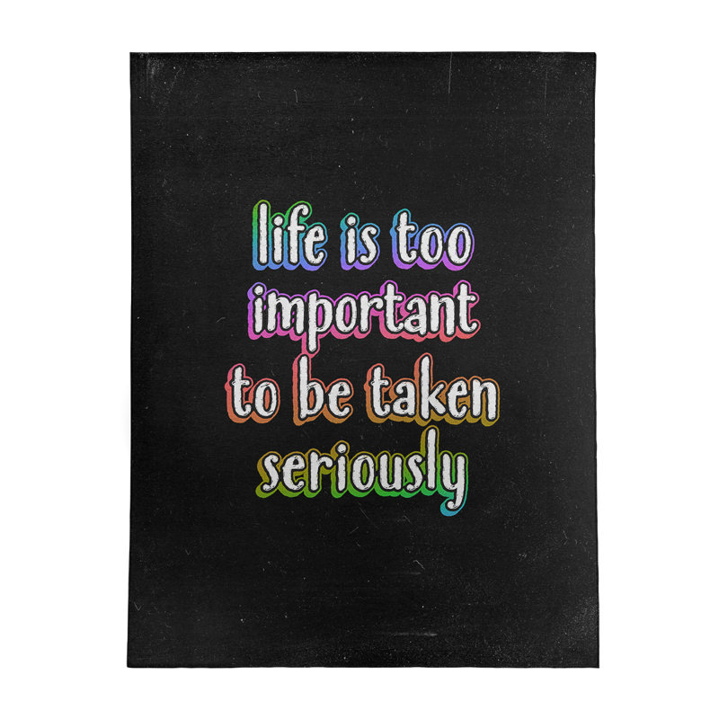 Tapis en polyester à style tableau noir levity quote life, Rectangle 5 pi x 7 pi