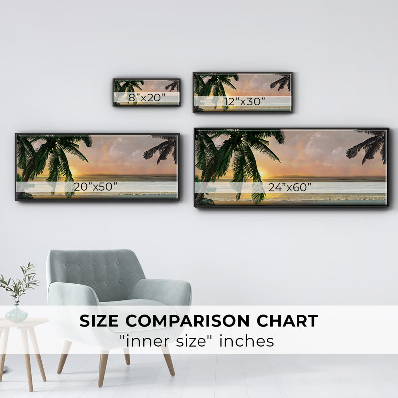 Sunset Cove I- Framed Canvas, 8" H x 20" W