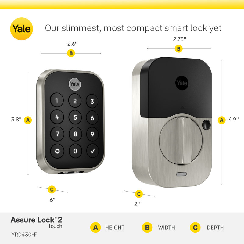 Yale Assure Lock 2 Touch Deadbolt, Key-Free Smart Entry Door Lock with Bluetooth Connected Keypad and Fingerprint Scanner for Code Entry (No Wi-Fi)