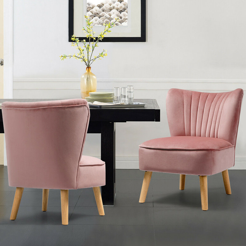 Fauteuil de chambre en velours de 53,34 cm de large Tocco, Velours rose