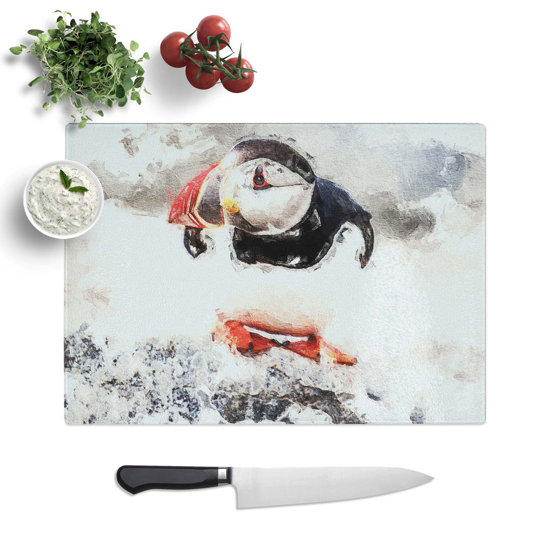 Tempered Glass Atlantic Puffin Chopping Board