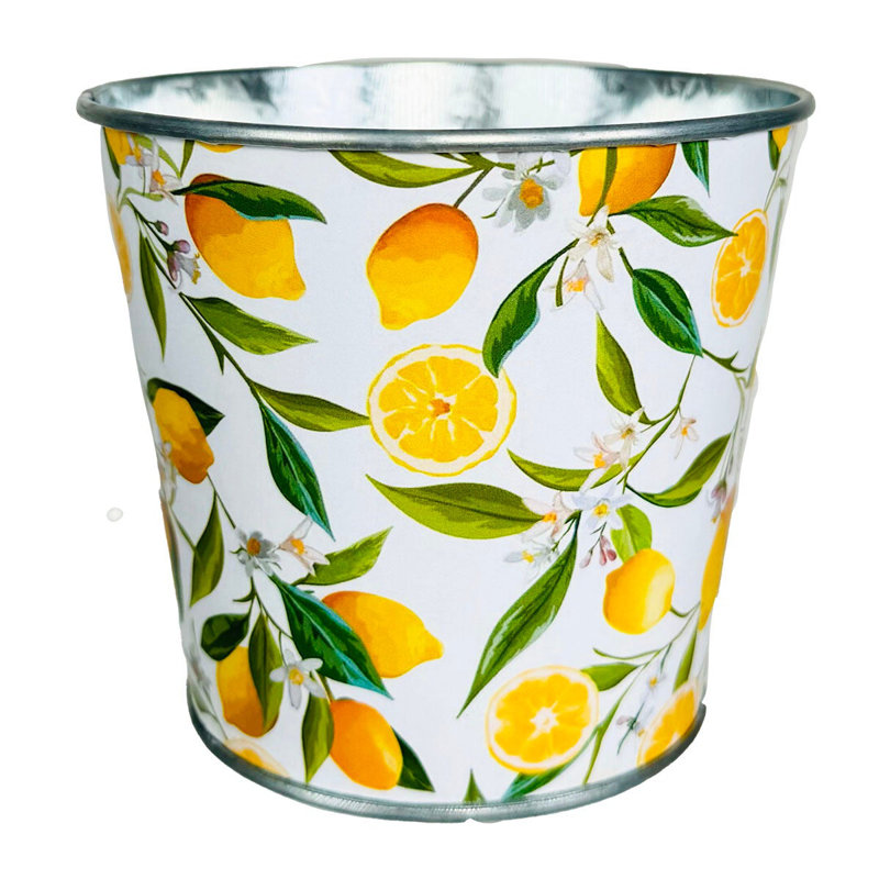 Lemon Branches Metal Planter, 4" H x 4.5" W x 4.5" D