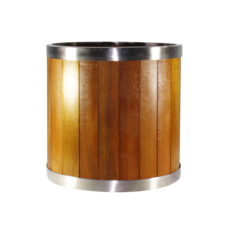 Pot à fleurs en bois, H 12 po x l 12 po x P 12 po, Brun moyen