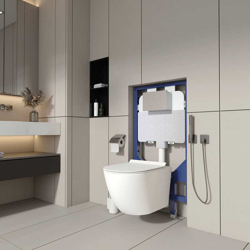 Aric Wall-Hung Fully Skirted Elongated Toilet With Hidden Flush Tank