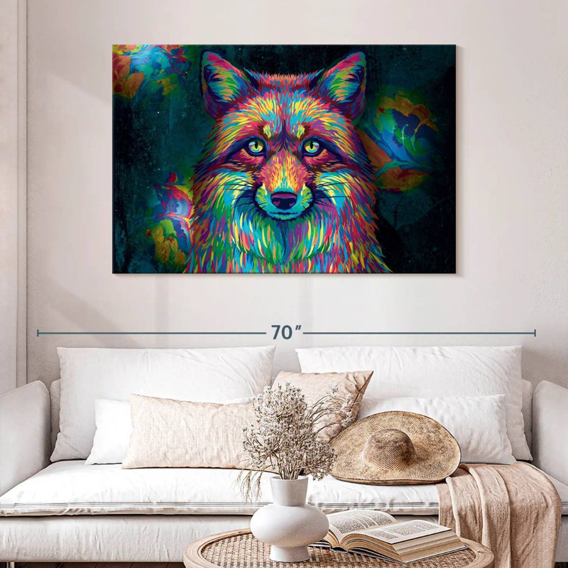 Renard de couleur arc-en-ciel Brampt, H 32 po x l 48 po