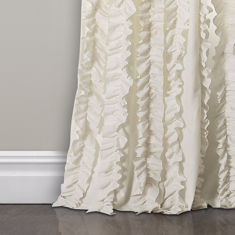 Paire de rideaux semi-transparents Sophia Ruffle, Ivoire