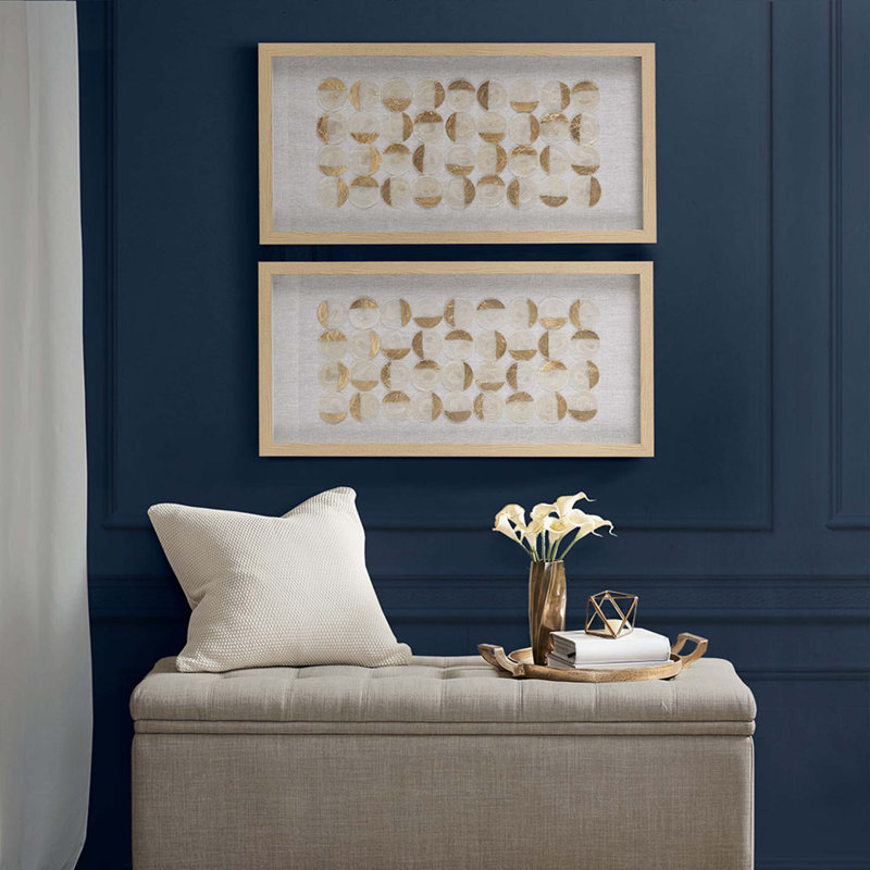 Natural Capiz With  Foil 2-Piece Shadowbox Wall Decor Set