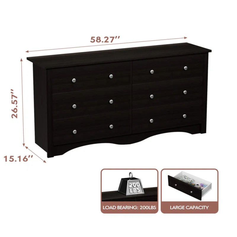 12 Drawer 116'' W Double Dresser, Brown