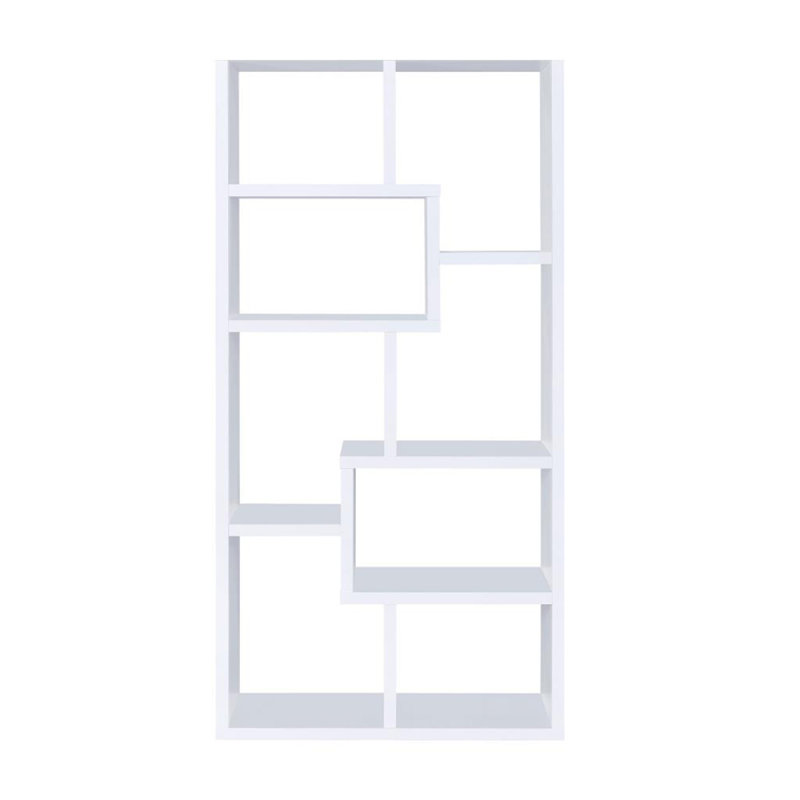 Bibliothèque géométrique polyvalente avec de nombreuses solutions de rangement fonctionnelles, White