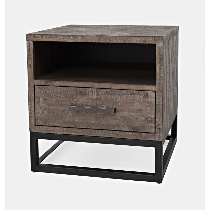 Bezout Solid Wood End Table with Storage, 24" H x 24" W