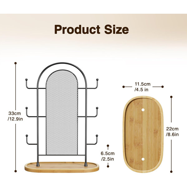 HBYCDSTF Jewelry Organizer Stand - Earring Display Tree With 300 Holes, 6 Hooks & Wood Tray For Necklaces, Rings - View #10