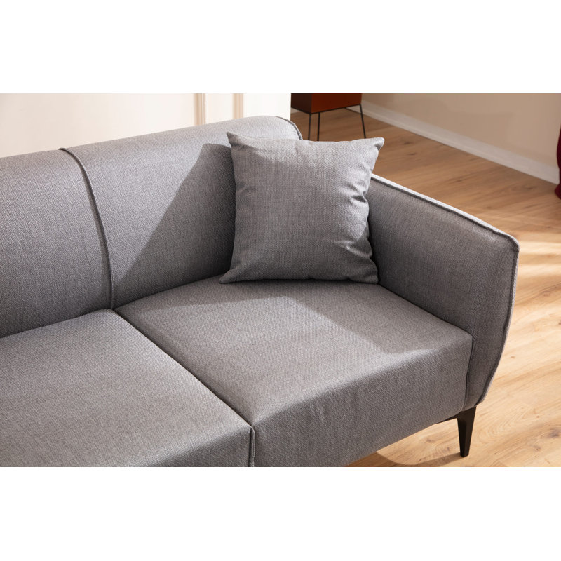 Canapé recouvert, 100% polyester gris, H 67 cm x l 160 cm x P 95 cm