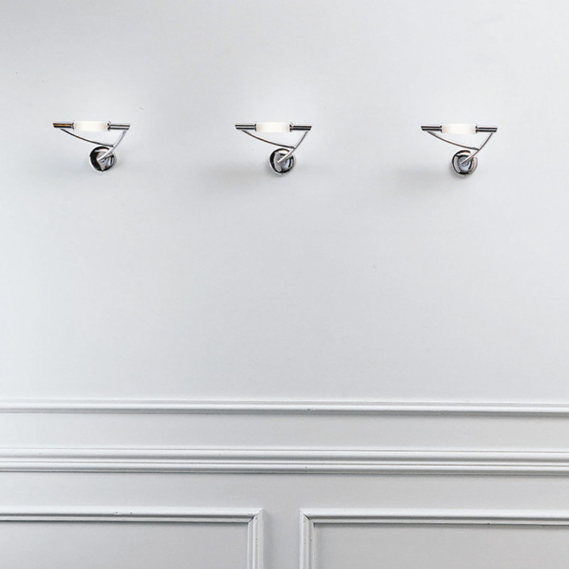 Wing 1-Light Armed Sconce, Gray Metal, Right Extending