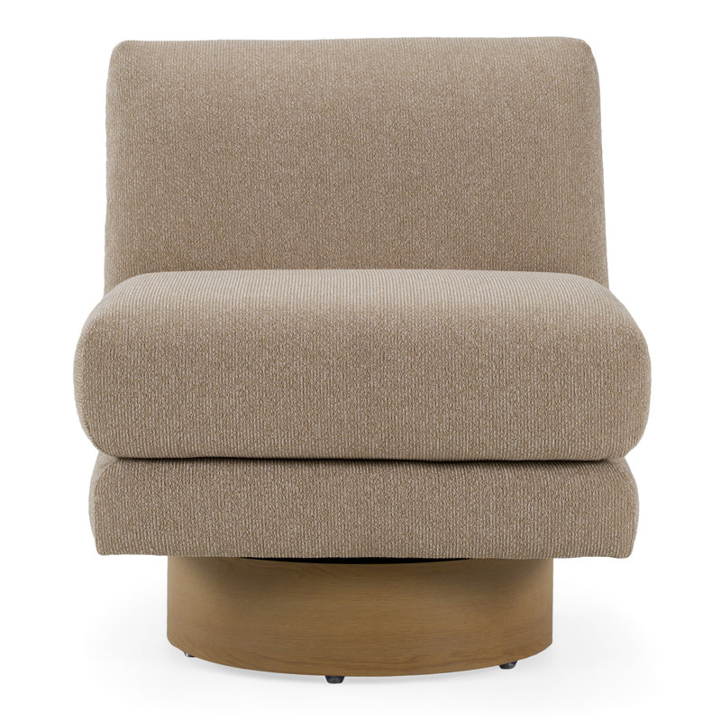 Petit - Fauteuil d'appoint moderne en tissu beige et châtaignier