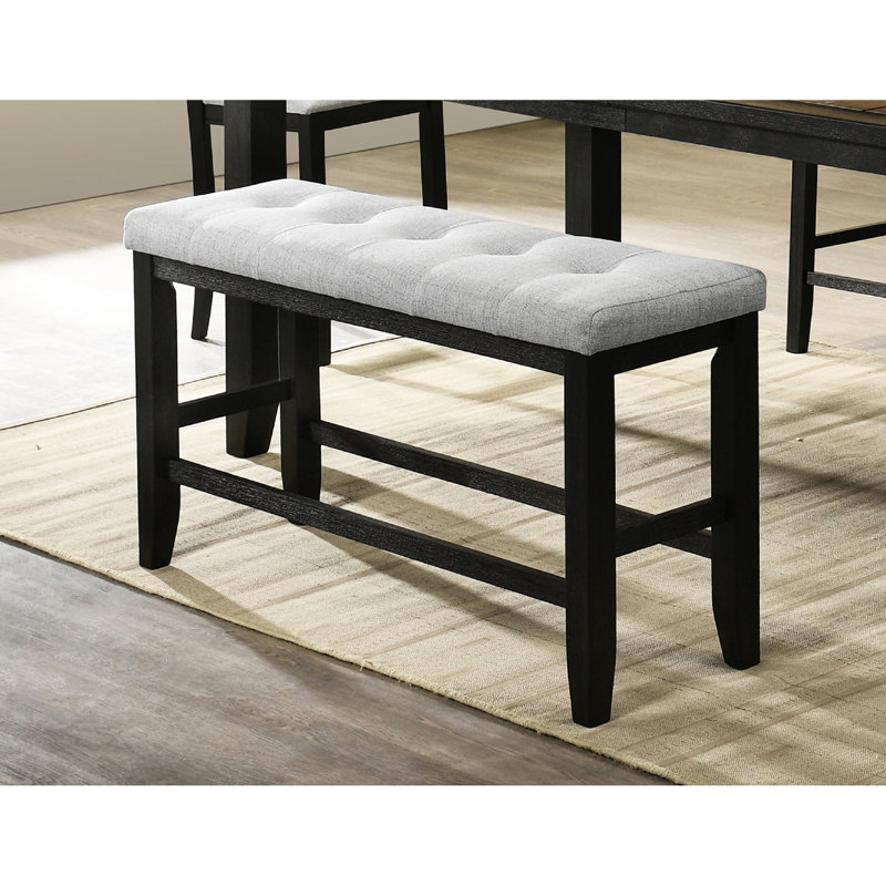 Banc à hauteur de comptoir, siège capitonné, finition en lin gris anthracite pour la chambre à coucher et le salon, finition moderne, fabrication solide