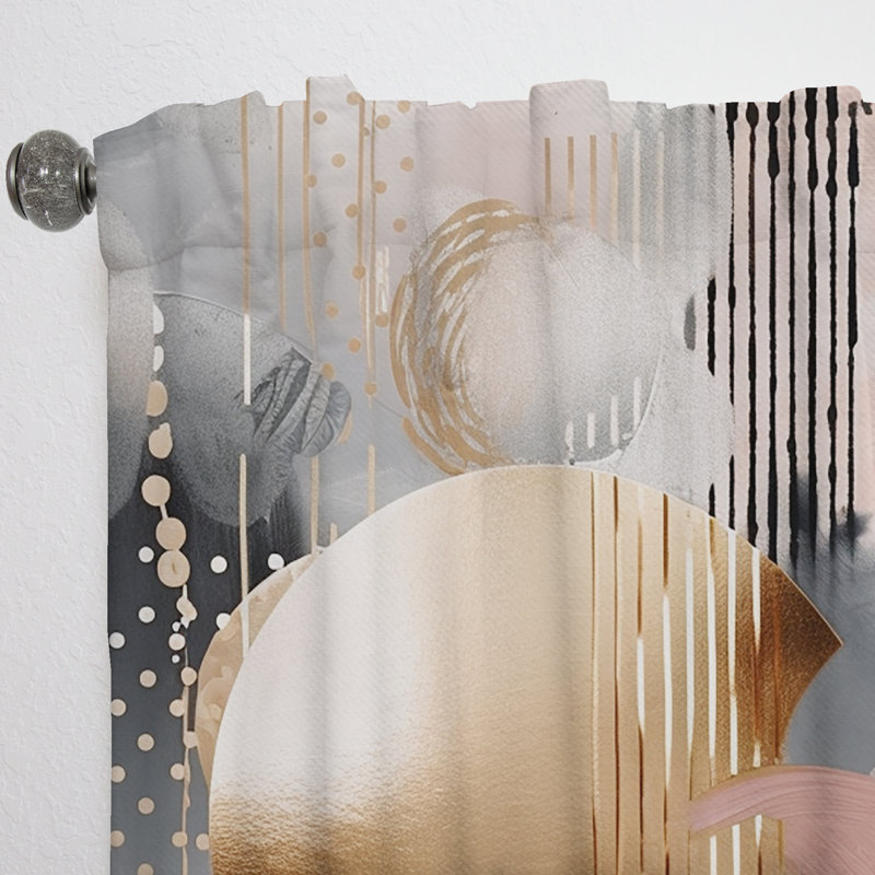Soft Colors Shapes And Lines Marble I - Abstract Marble Curtain - Velvet Room Darkening - 1 panel, 52" W x 120" L