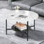 Table basse ronde en marbre fritté à 2 niveaux avec pieds en acier au carbone et 4 pieds