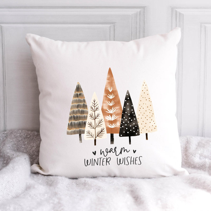 01_Hygge_Christmas_tree Reversible Throw Pillow, 18" x 18"