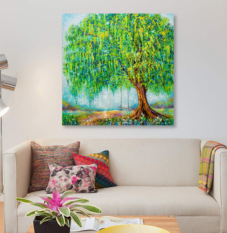 «Under The Willow Tree» par Kimberly Adams, impression sur toile, H 18 po x l 18 po x P 1,5 po, Pas de tapis