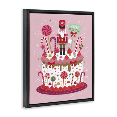 Christmas Candy Dessert Cake Framed Floater Canvas Wall Art, design by Lisa Perry Whitebutton